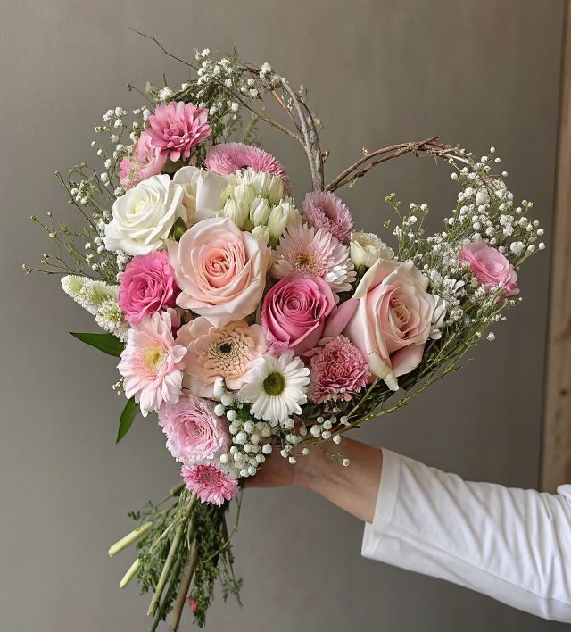 Hand-tied dried bouquet of blush roses